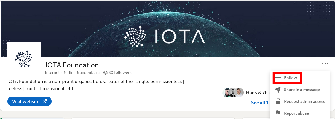 Follow IOTA on LinkedIn